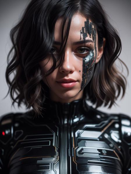 00195-3821603048-3713-RAW photo, half body shot, cute posing girl, pretty smirking face, black short wavy hair, strict costum, (glitching effect, glit.png